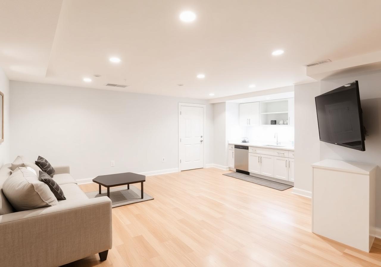 Basement after BAKO renovation — finished modern living space